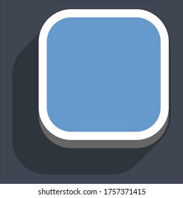 Square button isometric icon. Blue shape with drop shadow on gray background is created in trendy 3D flat style. Hover variant. The graphic element for design saved as a vector illustration