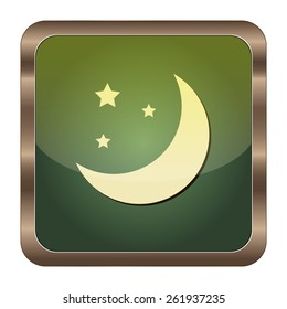 Square button moon on the white background