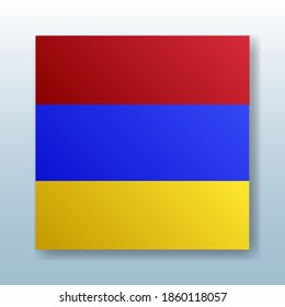Square button with the national flag of Armenia with the reflection of light. Icon with the main symbol of the country