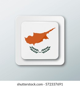 Square button with the national flag of Cyprus with the reflection of light. Icon with the main symbol of the country.