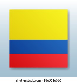 Quadratznopf mit der nationalen Flagge von Ecuador mit der Reflexion des Lichts. Symbol mit dem Symbol des Landes