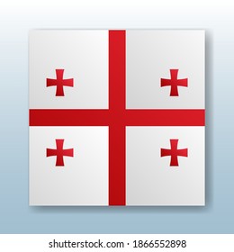 Square button with the national flag of Georgia with the reflection of light. Icon with the main symbol of the country