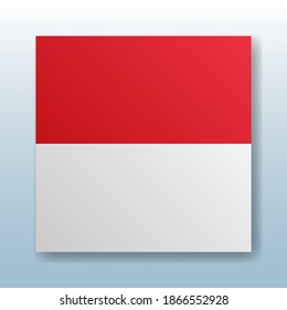 Square button with the national flag of Monaco with the reflection of light. Icon with the main symbol of the country