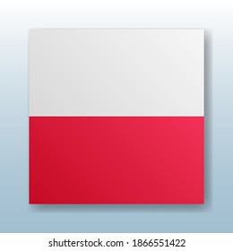 Platz-Knopf mit der Nationalflagge von Polen mit der Reflexion des Lichts. Symbol mit dem Symbol des Landes