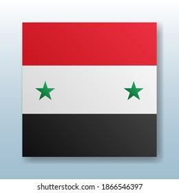 Square button with the national flag of Syria with the reflection of light. Icon with the main symbol of the country
