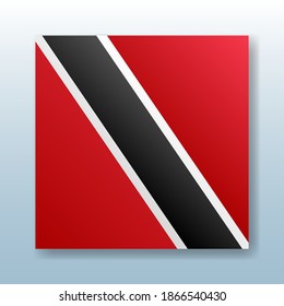 Platz Knopf mit der Nationalflagge von Trinidad und Tobago mit der Reflexion des Lichts. Symbol mit dem Symbol des Landes