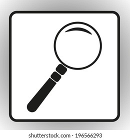 square button on a gray background Search Icon. Magnifying Glass. vector illustration