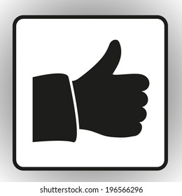 square button on a gray background Vector thumb up icon