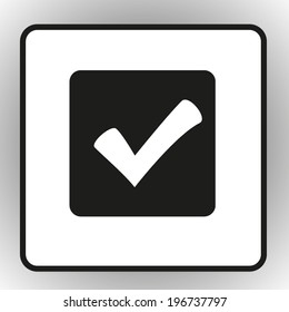 square button on a gray background. Vector illustration  of check box