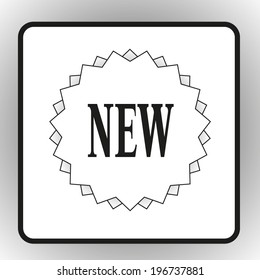 square button on a gray background. Vector illustration.New sign icon. New arrival star symbol. Vector icon.
