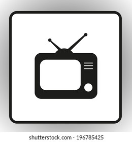 square button on a gray background Vector TV icon Vector illustration