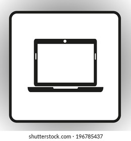 square button on a gray background Vector illustration of laptop icon