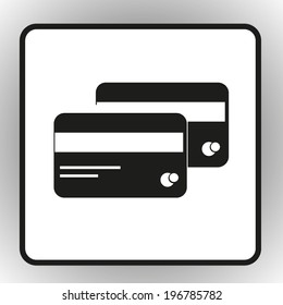 square button on a gray background Vector icon Credit card