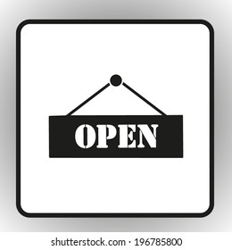 square button on a gray background open label icon vector