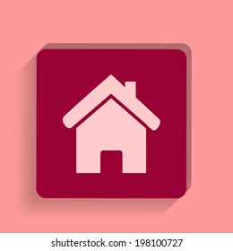 square button on a pink background. Vector illustration Vector icon Home