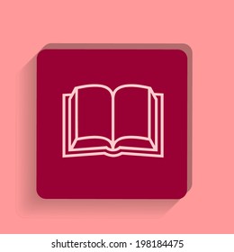 square button on a pink background. Vector illustration Open book - Vector icon