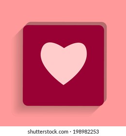 Square button on the pink background. vector illustration Heart Icon Vector