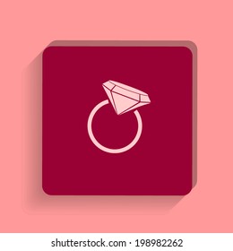 Square button on the pink background. vector illustration