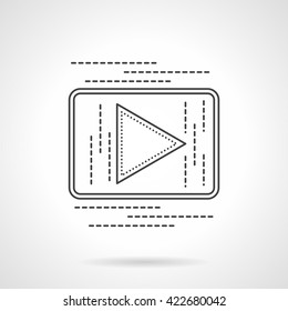 Square button with play sign for video. Media technology for social networks and blog. Line style vector icon