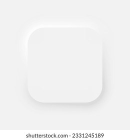 Square button with rounded edges on a white background. User interface elements in the style of neumorphism, UX banner, UI. Vector illustration.