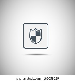 square button Shield icon, vector illustration. Flat design style 