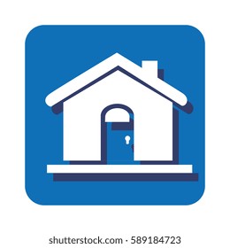 square button silhouette house icon design