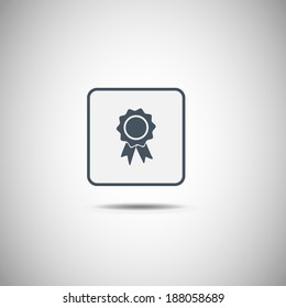 square button Vector badge with ribbons icon 