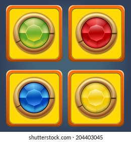 Square buttons with colored diamonds for game or app