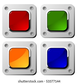 Square buttons on a metal background