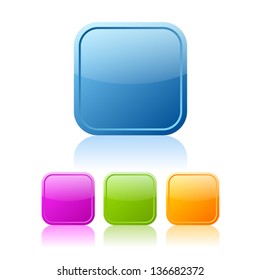 Square buttons set, vector clip art
