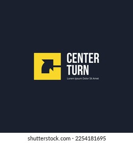 Square C letter with negative space Turn arrow logo vector icon design concept