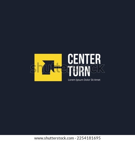 Square C letter with negative space Turn arrow logo vector icon design concept