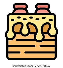 Square cake icon, bakery and pastry shop, sweet food, dessert, snack, birthday party, celebration, vector, isolated, white background