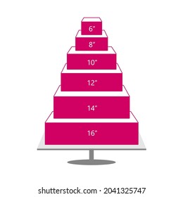 Square cake serving sizes icon. Clipart image isolated on white background