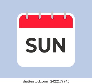 Square calendar page icon for Sunday. Simple and minimalistic day of the week calendar pattern for keeping an organizer, diary, to-do list.