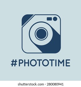 Square camera icon. Logo for a photographer or a photographic studio.