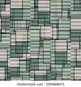 Square camouflage is covered with a striped network. Fashionable editable texture. Color chaos. Seamless pattern.