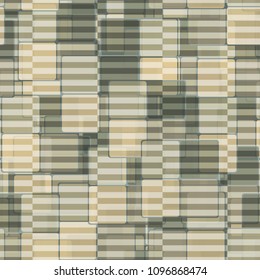 Square camouflage is covered with a striped network. Fashionable editable texture. Color chaos. Seamless pattern.