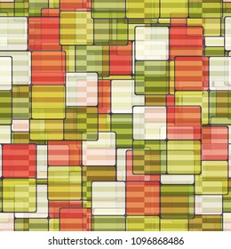 Square camouflage is covered with a striped network. Fashionable editable texture. Color chaos. Seamless pattern.