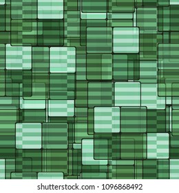 Square camouflage is covered with a striped network. Fashionable editable texture. Color chaos. Seamless pattern.