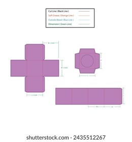 Square Candle box dieline template, Vector design
