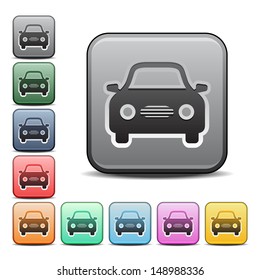 Square Car Icon with Color Variations