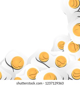 Square card with 3d eggs cut out from paper. Fried eggs. Vector template  for presentations, banners, flyers and your design. 