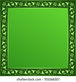Square card with arabic floral ornament frame. Free space for text. vector.
