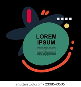 Square card or banner with copy space, curvy blob shapes and geometric shapes ornament.