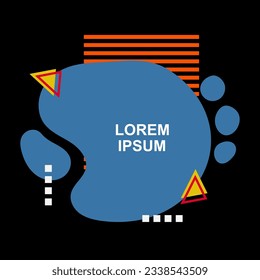 Square card or banner with copy space, curvy blob shapes and geometric shapes ornament.