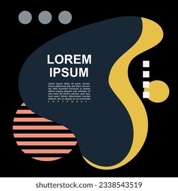 Square card or banner with copy space, curvy blob shapes and geometric shapes ornament.