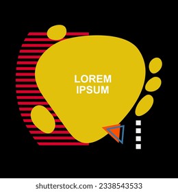 Square card or banner with copy space, curvy blob shapes and geometric shapes ornament.