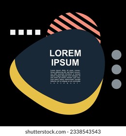 Square card or banner with copy space, curvy blob shapes and geometric shapes ornament.