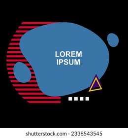 Square card or banner with copy space, curvy blob shapes and geometric shapes ornament.